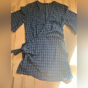 Zara wrap dress in blue plaid